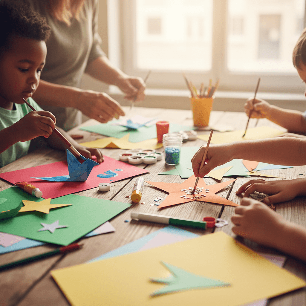 Child engaged in art-making and creative expression
