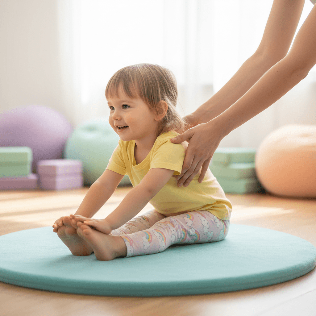 Children in yoga class during JoyFlow Kids program